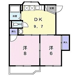 グリーンハイツA 2DKの間取図画像