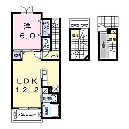 ベル・コリーヌ 1LDKの間取図画像
