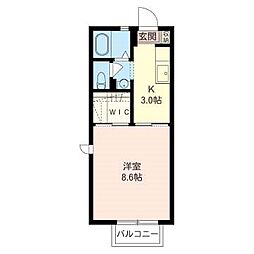 ヤザワハイツ 1Kの間取図画像
