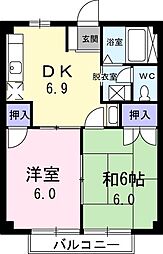 ニューシティサワハタ 2DKの間取図画像