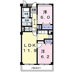 レジダンス・カトレヤ 2LDKの間取図画像