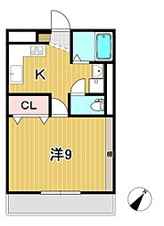 プルミエールA 1Kの間取図画像