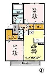 ロイヤルスクエアC 2LDKの間取図画像