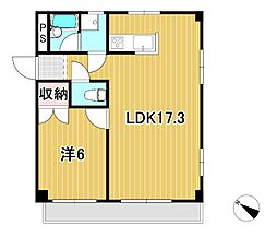 鮎川マンション 1LDKの間取図画像