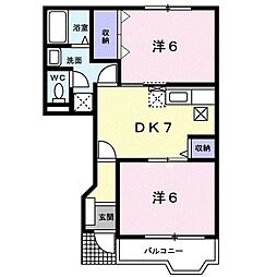 クレール久慈 2DKの間取図画像