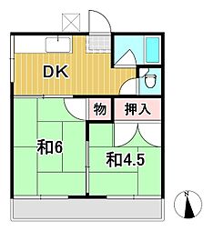 セキスイコーポ 2DKの間取図画像