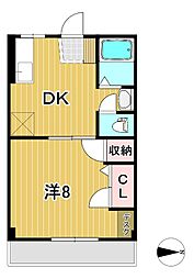 グランディール・フジナミ 1DKの間取図画像