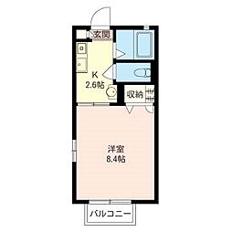 シャルドネ 1Kの間取図画像