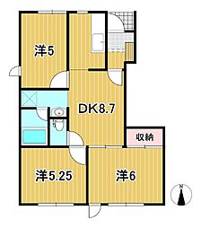 インテルノ田尻台E 3DKの間取図画像