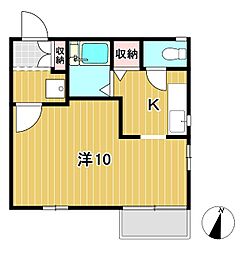 くがやコーポC 1Kの間取図画像