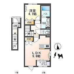 仮)日立市東金沢町 新築アパート 1LDKの間取図画像