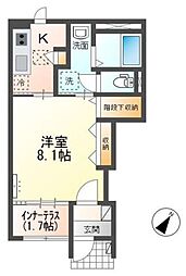サン・クレスト 1Kの間取図画像