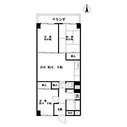 第一春日部マンション 3DKの間取図画像