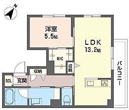 リノグレイス北葛西 2階1LDKの間取り
