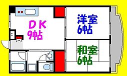 都営新宿線 一之江駅 徒歩17分の賃貸マンション 2階2LDKの間取り