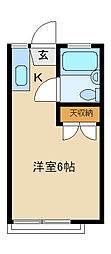 ロゼ6 ワンルームの間取図画像