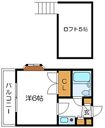オリーブ 1Kの間取図画像