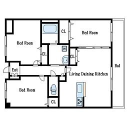 BRICK&WOOD 3LDKの間取図画像