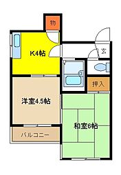 クレール五番館 2Kの間取図画像