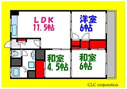 小栗原住宅2号棟 3LDKの間取図画像