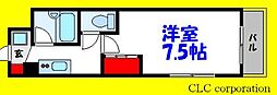 ヴィクトリアン 1Kの間取図画像