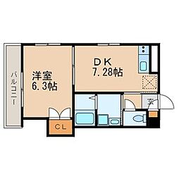 JR総武線 平井駅 徒歩17分の賃貸マンション 5階1DKの間取り
