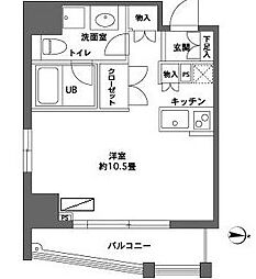 カスタリア森下II 10階ワンルームの間取り