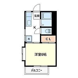 メゾン野村 1Kの間取図画像