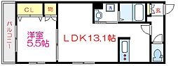 メゾンフローラ 1LDKの間取図画像