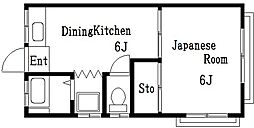 永岡荘 1DKの間取図画像