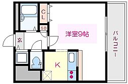 レニエ・ラ・ヴェルトゥ ワンルームの間取図画像