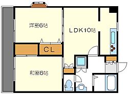 プラネットハイム 2LDKの間取図画像
