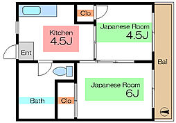 第三福原マンション 2Kの間取図画像
