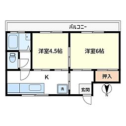 ホワイトハイツ 3階2Kの間取り