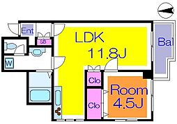 プティーボワービル 1LDKの間取図画像