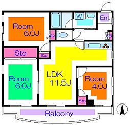 ウエストリバーハイツ 3LDKの間取図画像