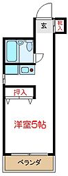 ヴィラハヤシ2 ワンルームの間取図画像