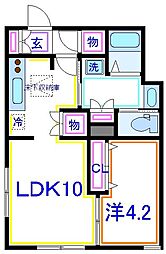 宮内サンハイツ江北 1LDKの間取図画像