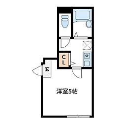 Lメゾン扇B棟 1Kの間取図画像