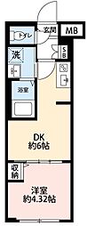 ハーモニーレジデンス新宿四谷 1DKの間取図画像