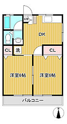 第一ドリームコーポ本橋 2DKの間取図画像