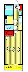 ミルキーウェイ柏 3階1Kの間取り