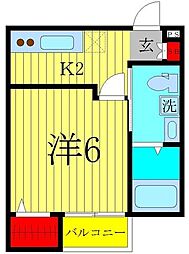 MARCH北柏 1階1Kの間取り