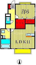 エクセレントマチハタ 1階1LDKの間取り