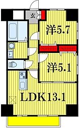 K・Mおおたかの森 6階2LDKの間取り