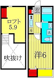 デザイナーズ柏 2階1Kの間取り