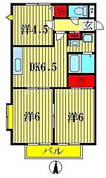 グランドール柏南Ｃ棟 1階3DKの間取り