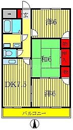 いこい第1マンション 3DKの間取図画像