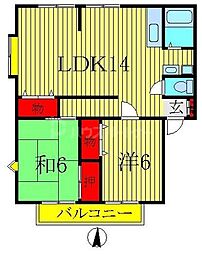 グランドール柏南D 2LDKの間取図画像