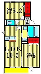 プロシード青葉台B 2LDKの間取図画像